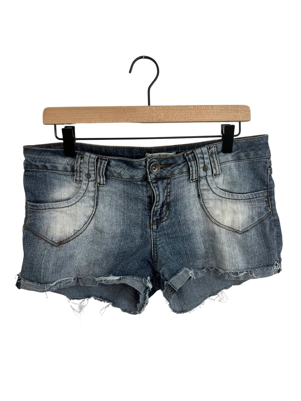 L.E.I. Ashley Low Rise Denim Shorts Y2K Womens 9 Juniors Faded Wash